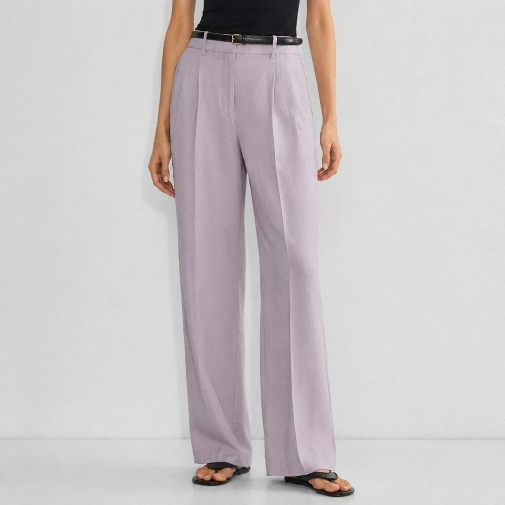 Aritzia Wilfred The Effortless Pants Linen Blend Trouser Cloudy Lilac Size 8
